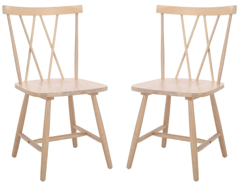 Safavieh Tayten Spindle Back Solid Wood Dining Chair Whitewashed Farmhouse Style DCH8502E-SET2
