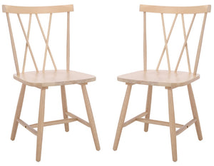 Safavieh Tayten Spindle Back Solid Wood Dining Chair Whitewashed Farmhouse Style DCH8502E-SET2
