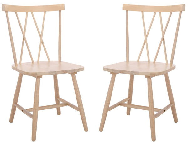 Safavieh Tayten Spindle Back Solid Wood Dining Chair Whitewashed Farmhouse Style DCH8502E-SET2