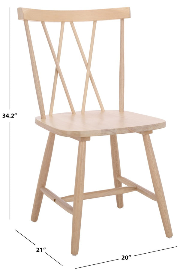 Safavieh Tayten Spindle Back Solid Wood Dining Chair Whitewashed Farmhouse Style DCH8502E-SET2