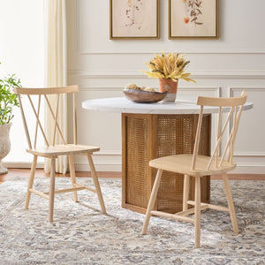 Safavieh Tayten Spindle Back Solid Wood Dining Chair Whitewashed Farmhouse Style DCH8502E-SET2