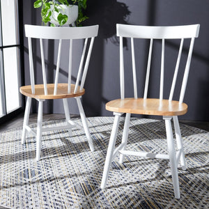 Safavieh KEALEY Dining Chair - Timeless Farmhouse Charm with Spindle-Back Design for Modern Dining Spaces Natural / White DCH8503A-SET2