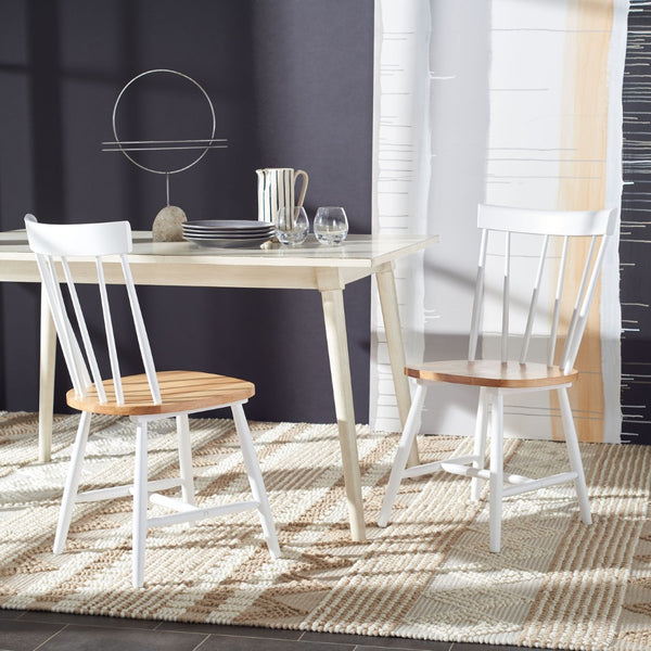 Safavieh KEALEY Dining Chair - Timeless Farmhouse Charm with Spindle-Back Design for Modern Dining Spaces Natural / White DCH8503A-SET2