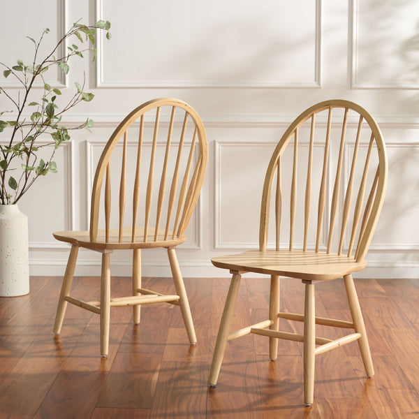 Wendall Spindle Dining Chairs Solid Wood Classic Farmhouse Design Set Of 2 With Contoured Seat For Comfort And Durability