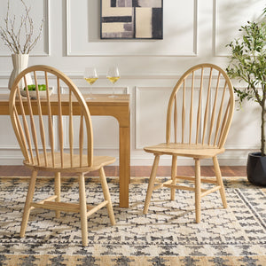 Wendall Spindle Dining Chairs Solid Wood Classic Farmhouse Design Set Of 2 With Contoured Seat For Comfort And Durability