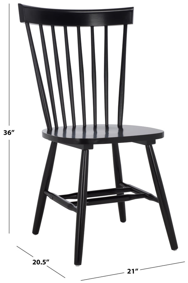 Safavieh NOVALYN Spindel Dining Chairs in Black - Stylish Solid Wood Seating for Modern Dining Spaces DCH8550A-SET2