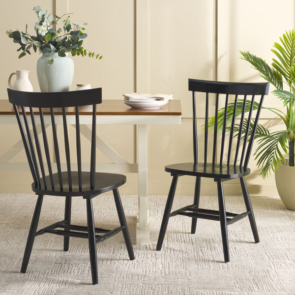 Safavieh Novalyn Spindel Dining Chairs In Black - Stylish, Durable Wood Design Perfect For Modern Dining Spaces Black Wood Dch8550a-set2