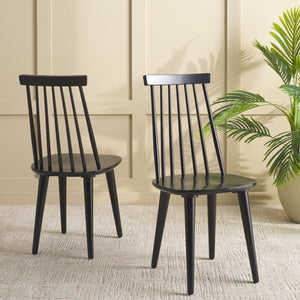 Safavieh Raylin Dining Chairs In Black Wood - Elegant, Comfortable Seating For Stylish Dining Spaces Black Wood Dch8551a-set2
