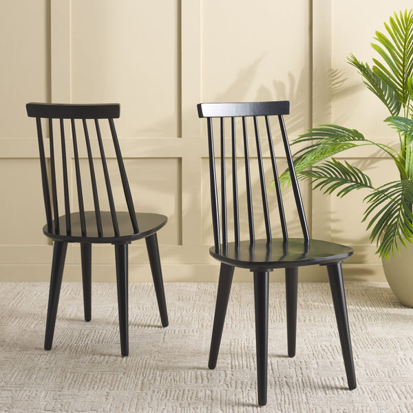 Safavieh Raylin Dining Chairs In Black Wood - Elegant, Comfortable Seating For Stylish Dining Spaces Black Wood Dch8551a-set2