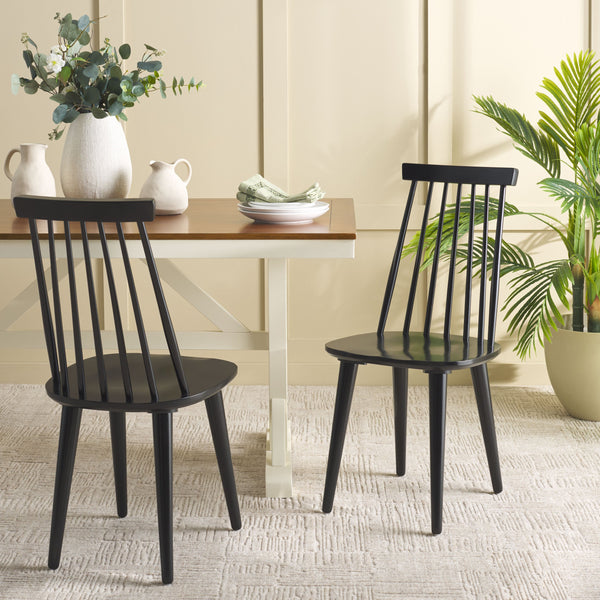 Safavieh Raylin Dining Chairs In Black Wood - Elegant, Comfortable Seating For Stylish Dining Spaces Black Wood Dch8551a-set2