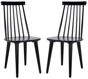 Safavieh Raylin Dining Chairs In Black Wood - Elegant, Comfortable Seating For Stylish Dining Spaces Black Wood Dch8551a-set2