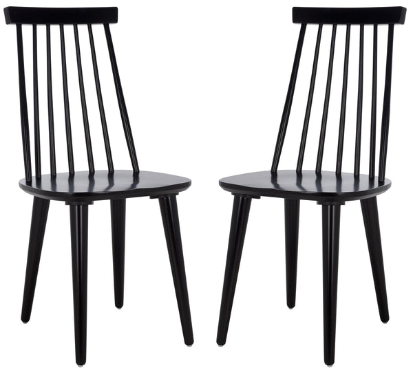 Safavieh Raylin Dining Chairs In Black Wood - Elegant, Comfortable Seating For Stylish Dining Spaces Black Wood Dch8551a-set2