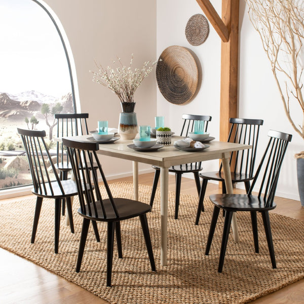 Safavieh RAYLIN Dining Chairs in Black - Stylish Wood-Constructed Seats for Modern Dining & Versatile Use DCH8551A-SET2