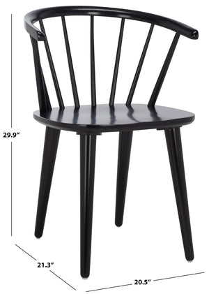 Safavieh MANDALYN Dining Chairs in Deep Black – Timeless Elegance, Durable Solid Wood, Ergonomic Comfort Design DCH8552A-SET2
