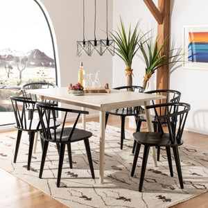 Safavieh MANDALYN Dining Chairs in Deep Black – Timeless Elegance, Durable Solid Wood, Ergonomic Comfort Design DCH8552A-SET2