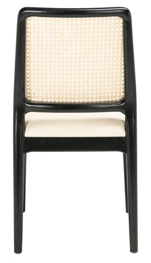 Safavieh REINHARDT RATTAN DINING CHAIR - Coastal Charm Meets Contemporary Comfort for Stylish Dining Spaces White / Black DCH8800A-SET2