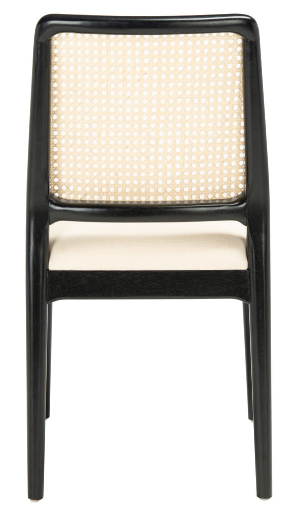 Safavieh REINHARDT RATTAN DINING CHAIR - Coastal Charm Meets Contemporary Comfort for Stylish Dining Spaces White / Black DCH8800A-SET2