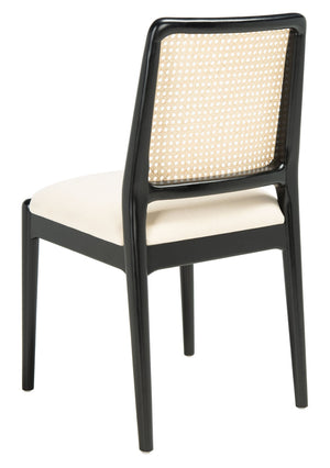 Safavieh REINHARDT RATTAN DINING CHAIR - Coastal Charm Meets Contemporary Comfort for Stylish Dining Spaces White / Black DCH8800A-SET2