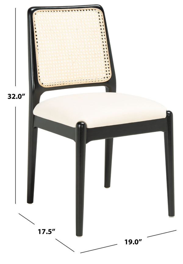 Safavieh REINHARDT RATTAN DINING CHAIR - Coastal Charm Meets Contemporary Comfort for Stylish Dining Spaces White / Black DCH8800A-SET2
