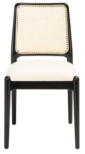 Safavieh REINHARDT RATTAN DINING CHAIR - Coastal Charm Meets Contemporary Comfort for Stylish Dining Spaces White / Black DCH8800A-SET2