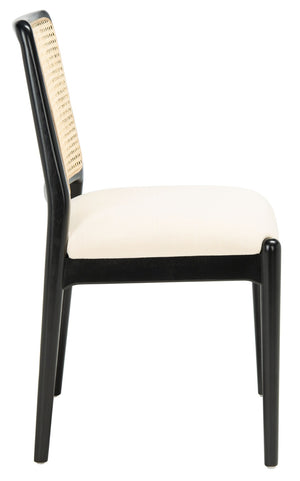 Safavieh REINHARDT RATTAN DINING CHAIR - Coastal Charm Meets Contemporary Comfort for Stylish Dining Spaces White / Black DCH8800A-SET2
