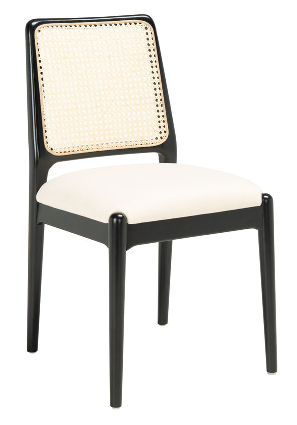 Safavieh REINHARDT RATTAN DINING CHAIR - Coastal Charm Meets Contemporary Comfort for Stylish Dining Spaces White / Black DCH8800A-SET2