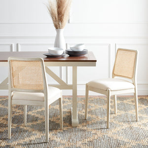 Safavieh REINHARDT RATTAN DINING CHAIR - Coastal Charm Meets Contemporary Comfort for Stylish Dining Spaces White / Ivory DCH8800B-SET2