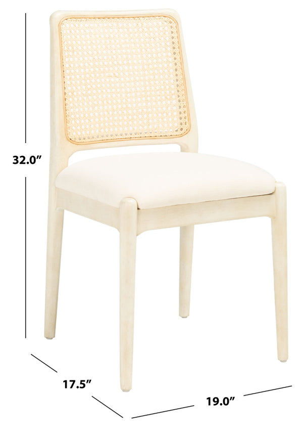 Safavieh REINHARDT RATTAN DINING CHAIR - Coastal Charm Meets Contemporary Comfort for Stylish Dining Spaces White / Ivory DCH8800B-SET2