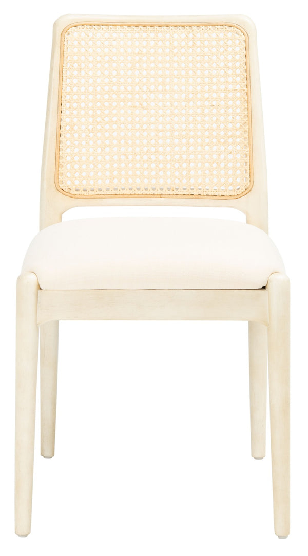 Safavieh REINHARDT RATTAN DINING CHAIR - Coastal Charm Meets Contemporary Comfort for Stylish Dining Spaces White / Ivory DCH8800B-SET2