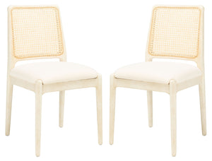 Safavieh REINHARDT RATTAN DINING CHAIR - Coastal Charm Meets Contemporary Comfort for Stylish Dining Spaces White / Ivory DCH8800B-SET2