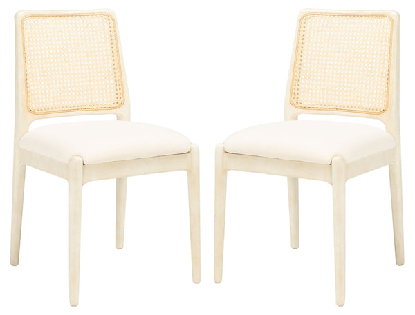 Safavieh REINHARDT RATTAN DINING CHAIR - Coastal Charm Meets Contemporary Comfort for Stylish Dining Spaces White / Ivory DCH8800B-SET2