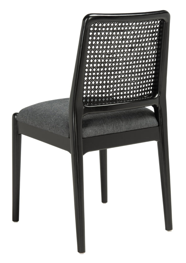 Safavieh REINHARDT RATTAN DINING CHAIR - Coastal Charm Meets Contemporary Comfort for Stylish Dining Spaces Grey / Black DCH8800C-SET2