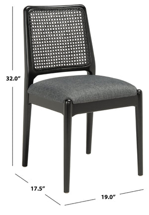 Safavieh REINHARDT RATTAN DINING CHAIR - Coastal Charm Meets Contemporary Comfort for Stylish Dining Spaces Grey / Black DCH8800C-SET2