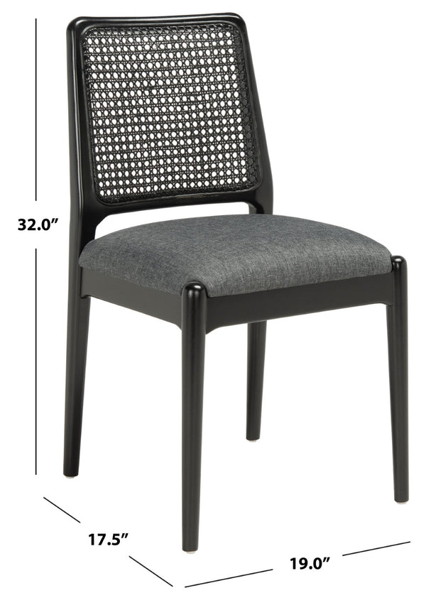 Safavieh REINHARDT RATTAN DINING CHAIR - Coastal Charm Meets Contemporary Comfort for Stylish Dining Spaces Grey / Black DCH8800C-SET2