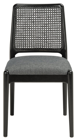 Safavieh REINHARDT RATTAN DINING CHAIR - Coastal Charm Meets Contemporary Comfort for Stylish Dining Spaces Grey / Black DCH8800C-SET2