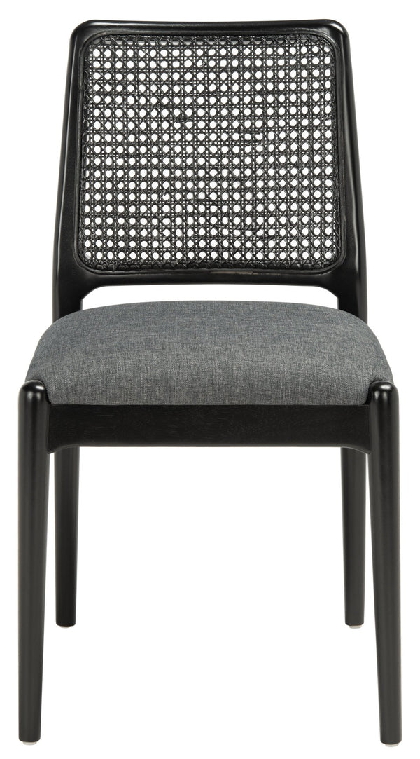 Safavieh REINHARDT RATTAN DINING CHAIR - Coastal Charm Meets Contemporary Comfort for Stylish Dining Spaces Grey / Black DCH8800C-SET2