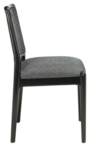 Safavieh REINHARDT RATTAN DINING CHAIR - Coastal Charm Meets Contemporary Comfort for Stylish Dining Spaces Grey / Black DCH8800C-SET2