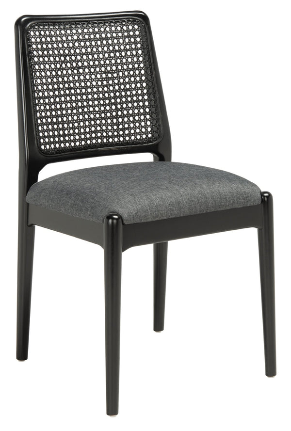 Safavieh REINHARDT RATTAN DINING CHAIR - Coastal Charm Meets Contemporary Comfort for Stylish Dining Spaces Grey / Black DCH8800C-SET2