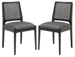 Safavieh REINHARDT RATTAN DINING CHAIR - Coastal Charm Meets Contemporary Comfort for Stylish Dining Spaces Grey / Black DCH8800C-SET2