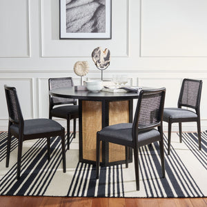 Safavieh REINHARDT RATTAN DINING CHAIR - Coastal Charm Meets Contemporary Comfort for Stylish Dining Spaces Grey / Black DCH8800C-SET2