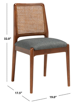 Safavieh REINHARDT RATTAN DINING CHAIR - Coastal Charm Meets Contemporary Comfort for Stylish Dining Spaces Grey / Walnut DCH8800D-SET2