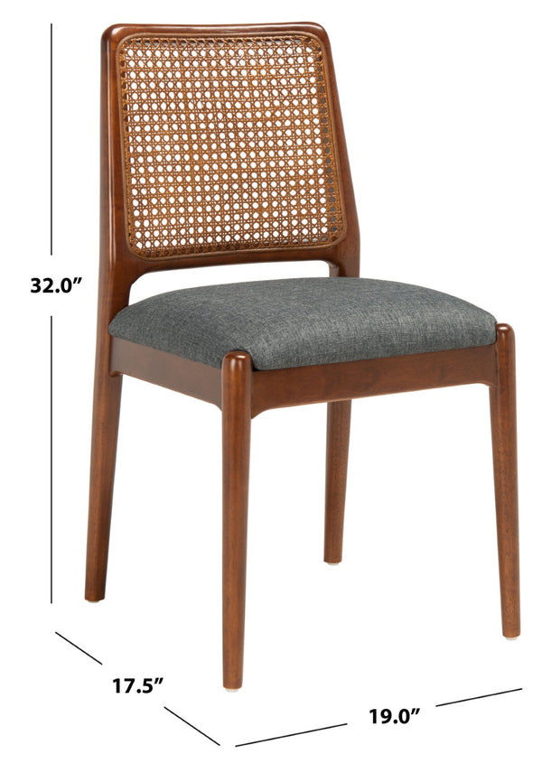 Safavieh REINHARDT RATTAN DINING CHAIR - Coastal Charm Meets Contemporary Comfort for Stylish Dining Spaces Grey / Walnut DCH8800D-SET2