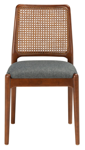 Safavieh REINHARDT RATTAN DINING CHAIR - Coastal Charm Meets Contemporary Comfort for Stylish Dining Spaces Grey / Walnut DCH8800D-SET2