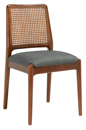Safavieh REINHARDT RATTAN DINING CHAIR - Coastal Charm Meets Contemporary Comfort for Stylish Dining Spaces Grey / Walnut DCH8800D-SET2