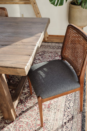 Safavieh REINHARDT RATTAN DINING CHAIR - Coastal Charm Meets Contemporary Comfort for Stylish Dining Spaces Grey / Walnut DCH8800D-SET2