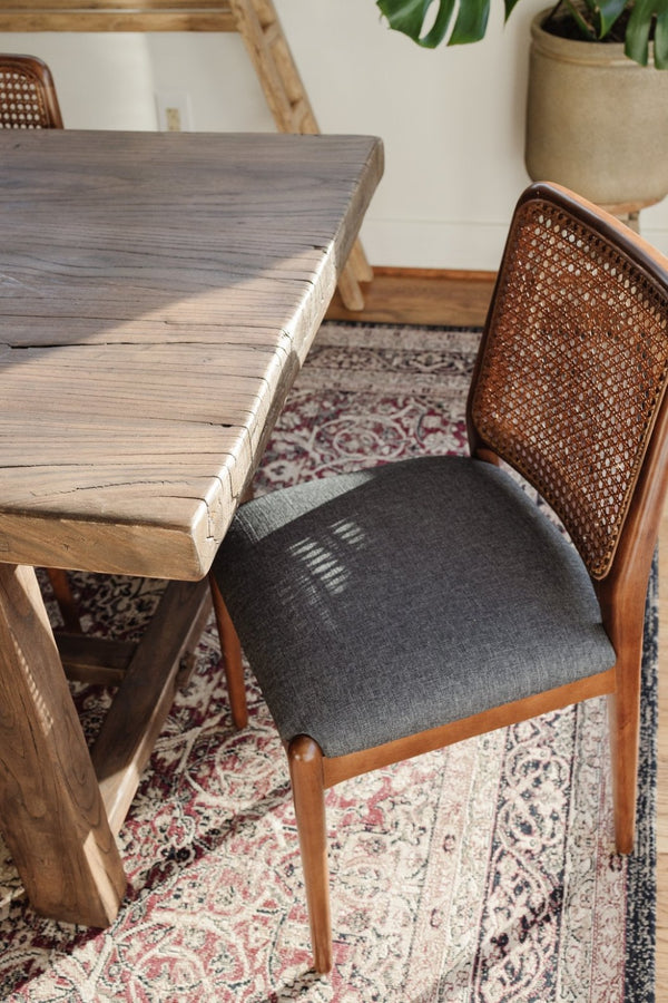 Safavieh REINHARDT RATTAN DINING CHAIR - Coastal Charm Meets Contemporary Comfort for Stylish Dining Spaces Grey / Walnut DCH8800D-SET2