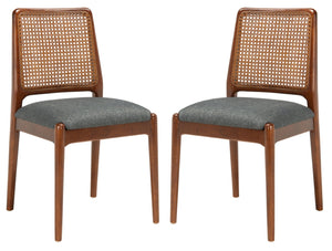 Safavieh REINHARDT RATTAN DINING CHAIR - Coastal Charm Meets Contemporary Comfort for Stylish Dining Spaces Grey / Walnut DCH8800D-SET2