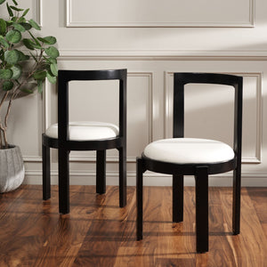 Safavieh Estes Round Dining Chair Black / White Rubber Wood DCH8802A-SET2