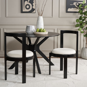 Safavieh Estes Round Dining Chair Black / White Rubber Wood DCH8802A-SET2