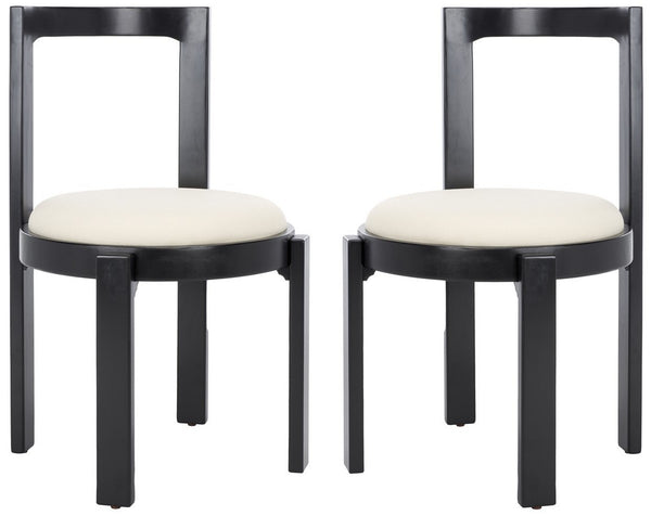 Safavieh Estes Round Dining Chair Black / White Rubber Wood DCH8802A-SET2